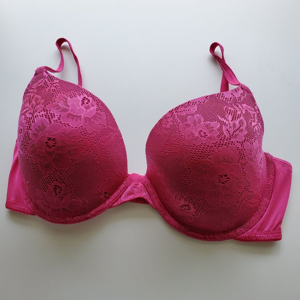 SOLD - Maidenform Lace Bra Fuchsia Size 38D - Picture 1 of 7